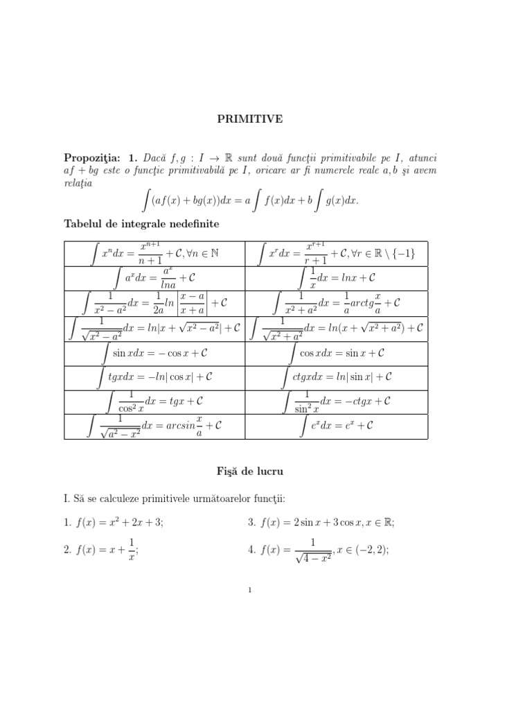 Integrals and Primitive Functions Guide | PDF
