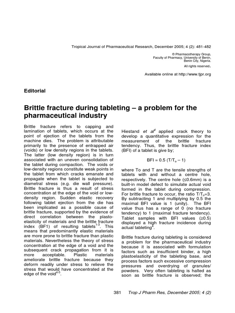 Brittle Fracture PDF Fracture Tablet (Pharmacy)