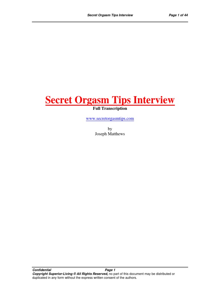 Secret Orgasm Tips Interview With Masterclass Transcript Pdf