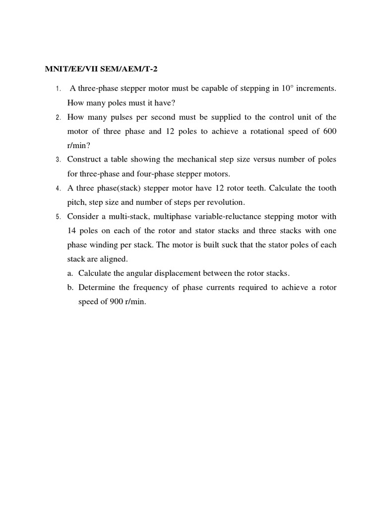 Stepper Motor Calculations and Equations | PDF