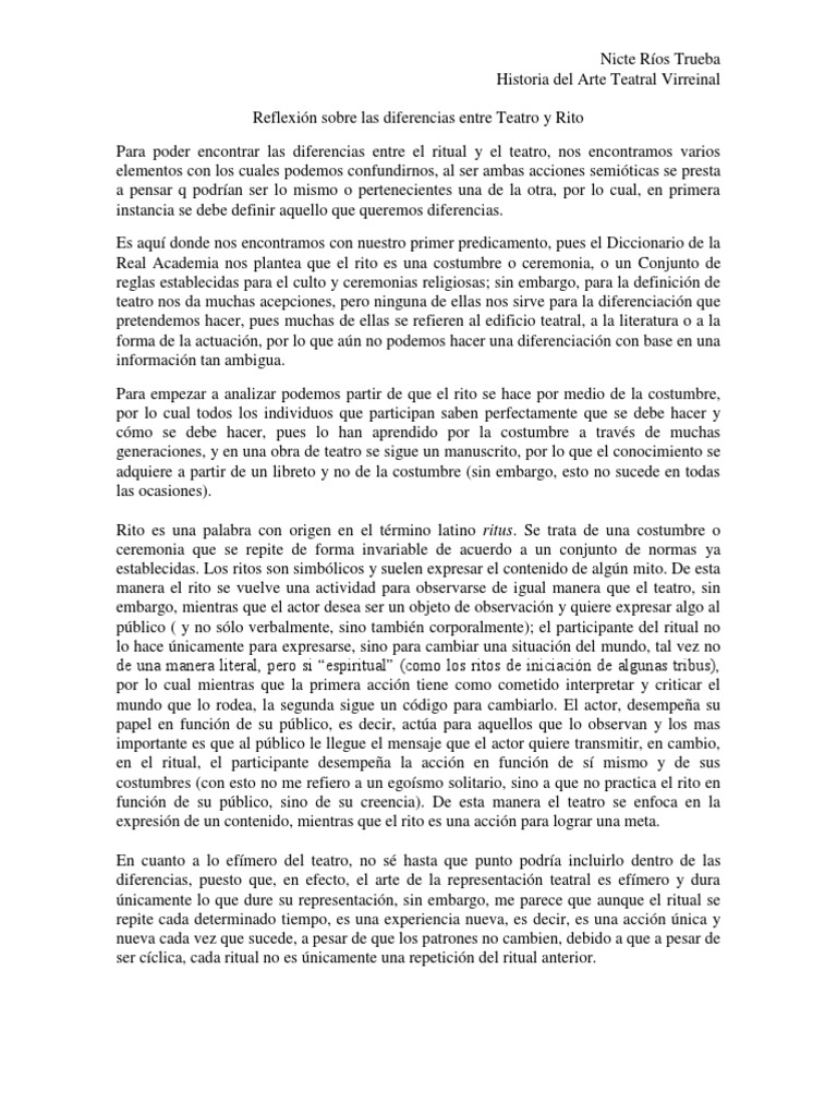 Diferencias entre rito y ritual en teatro | PDF | Teatro | Rituales
