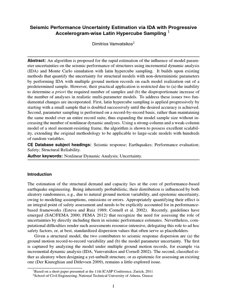 Seismic Performance Uncertainty via IDA | PDF | Monte Carlo Method ...