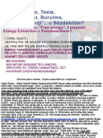 Soğuk Füzyon, Tesla, Skaler Alanlar, Burulma, Serbest Enerji.. Sözdebilim? (Türk Özeti) / Cold Fusion, Tesla, Free Energy Pseudo Science?