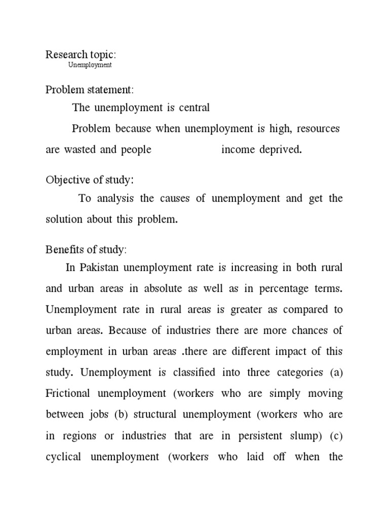 Causes and Solutions of Unemployment in Pakistan | PDF
