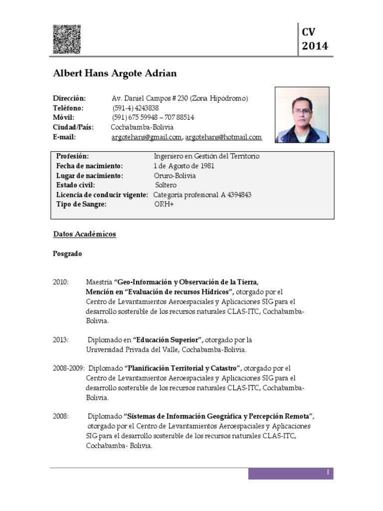 CV Albert Hans Argote Adrian-Libre PDF | PDF