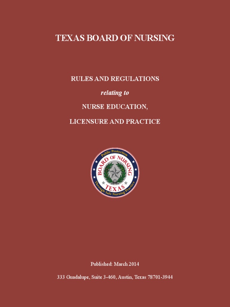 Texas Nursing Rules and Regulations Advanced Practice Registered