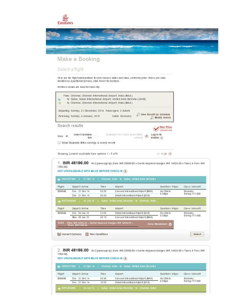 Emirates _ Make a Booking _ Select a Flight.pdf Airport Aeronautics