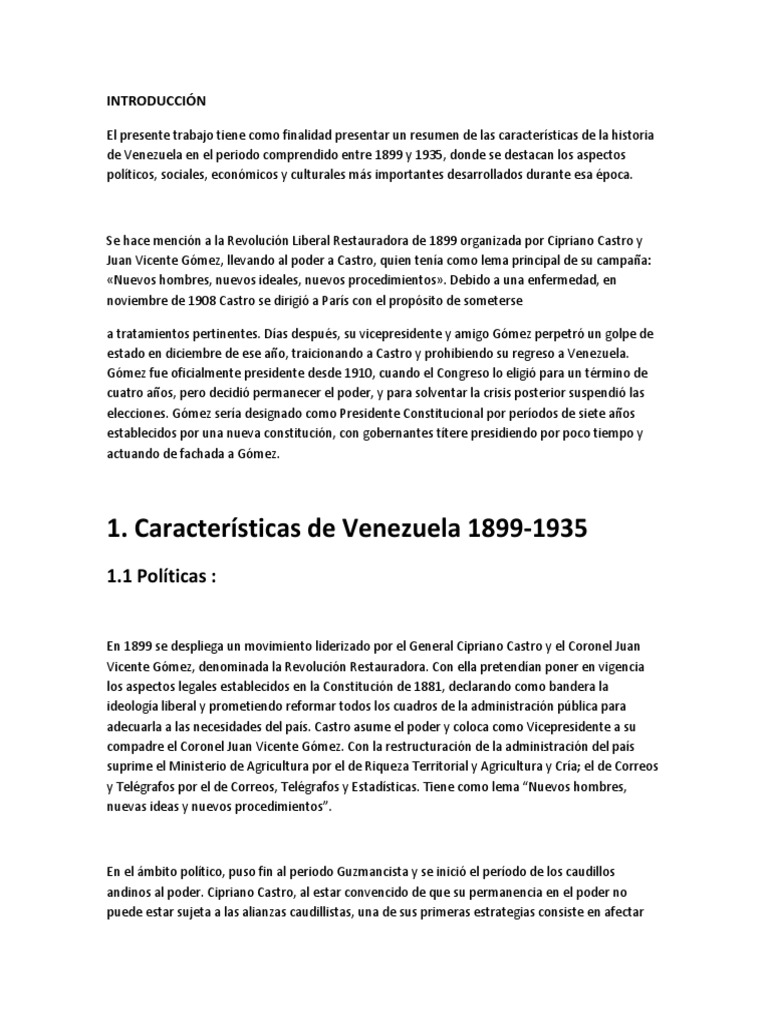 Venezuela 1899 1935 PDF Venezuela Esclavitud