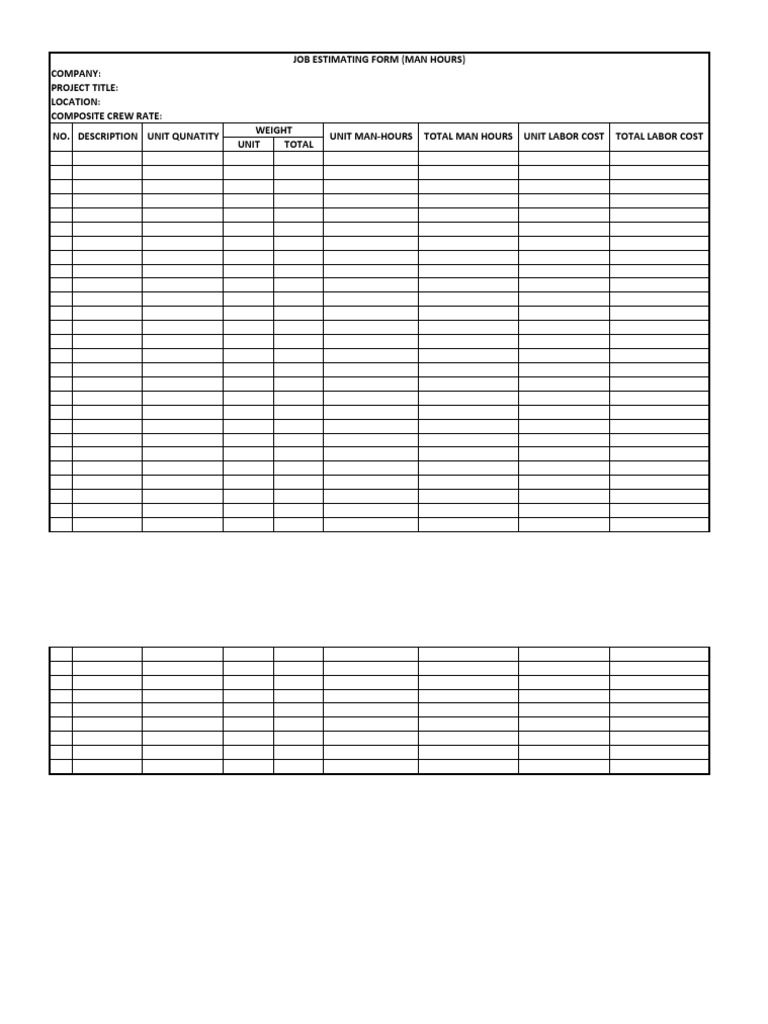 Company Project Title Location Composite Crew Rate Unit Total Unit