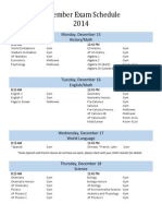 December Exam Schedule 2014: Monday, December 15 History/Math