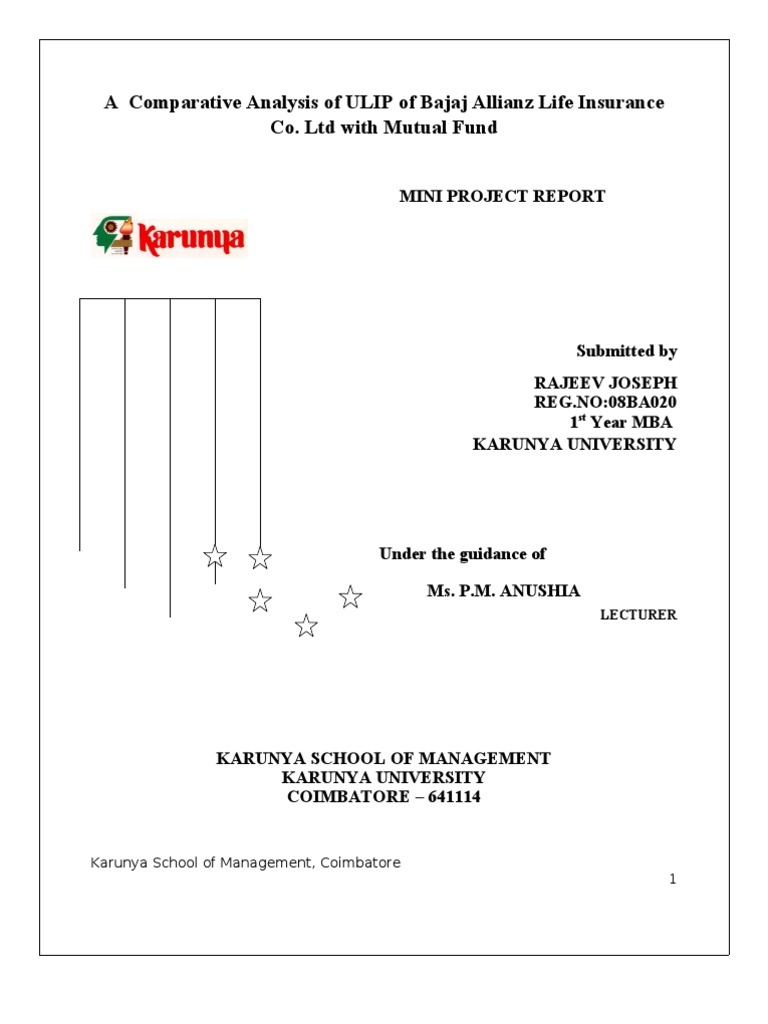 Comparative Analysis of ULIPs of Bajaj Allianz With Mutual Funds | PDF ...