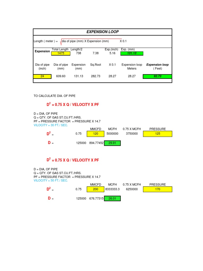Pipeline Expansion Loop Calculations