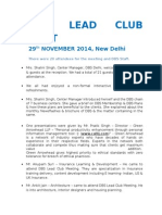 Reports - Dbs Lead Club Meet 29th November, 2014