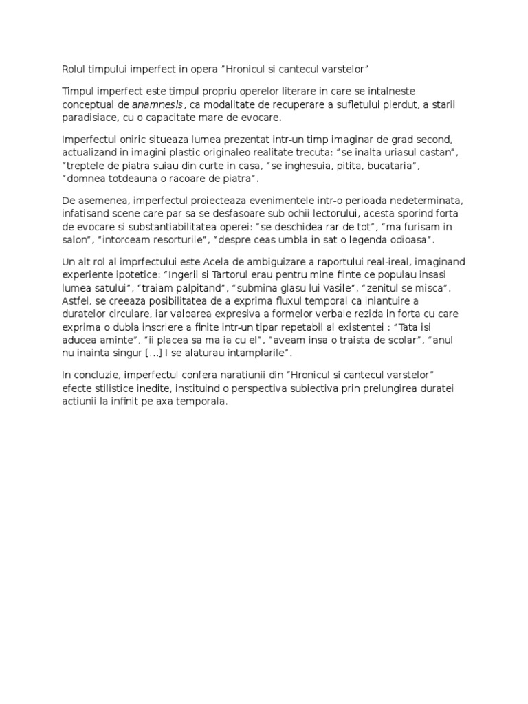 Rolul Timpului Imperfect Pdf