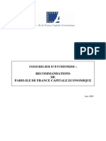 IMMOBILIER D’ENTREPRISE :  RECOMMANDATIONS  DE  PARIS-ILE DE FRANCE CAPITALE ECONOMIQUE