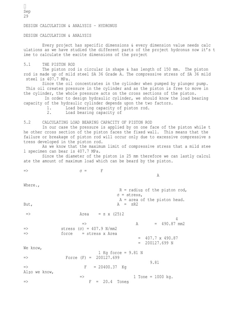 Cylinder Calculation PDF Piston Machines