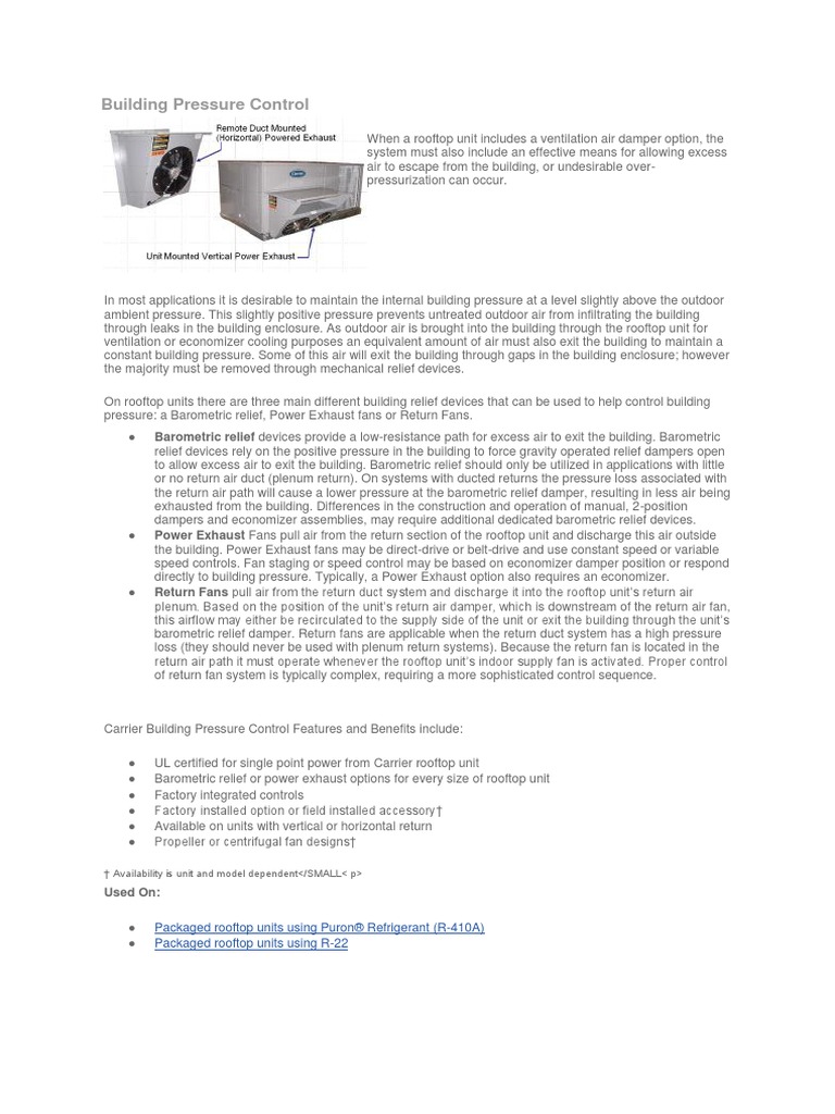 Building Pressure Control Solutions | PDF | Duct (Flow) | Ventilation ...