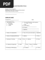 Sample Format of Complaint Sheet (Other Crimes)