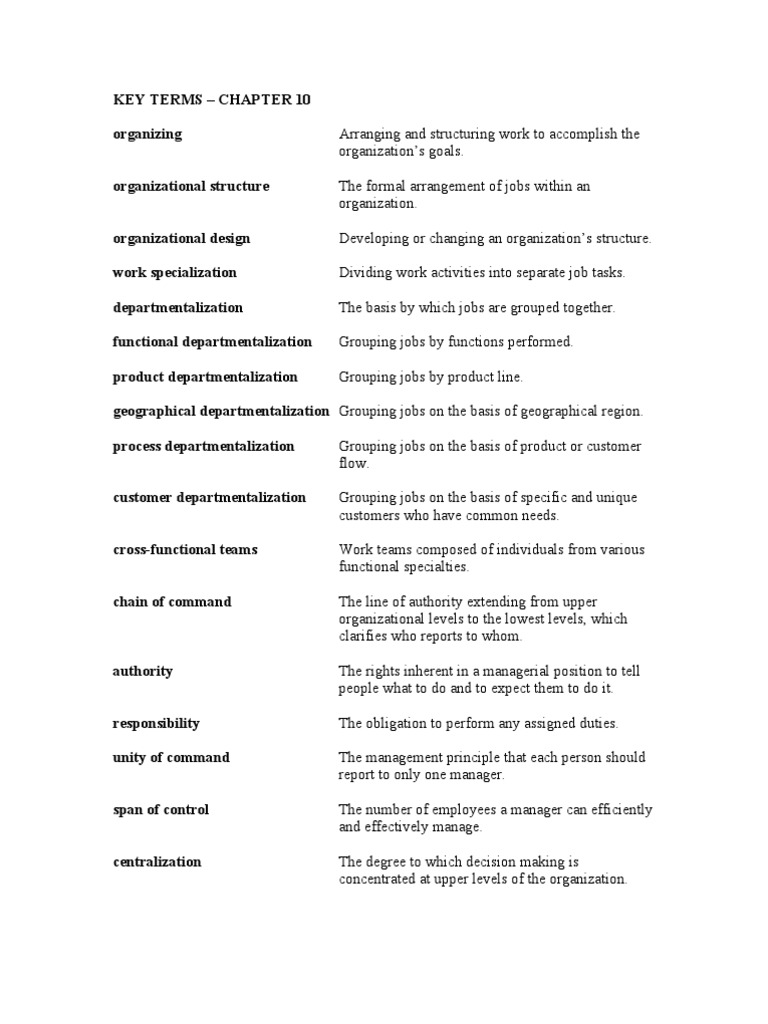 Chapter 10: Organizational Structures | PDF | Organizational Structure ...