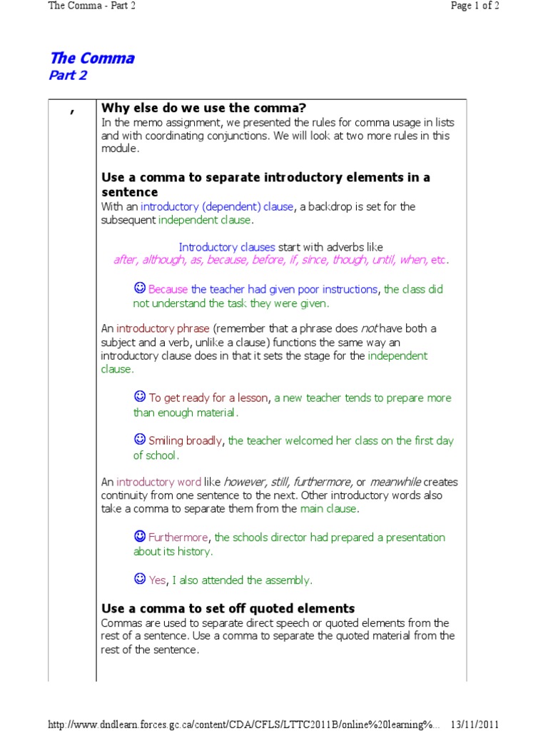 Introductory Clauses and Commas | PDF | Comma | Clause