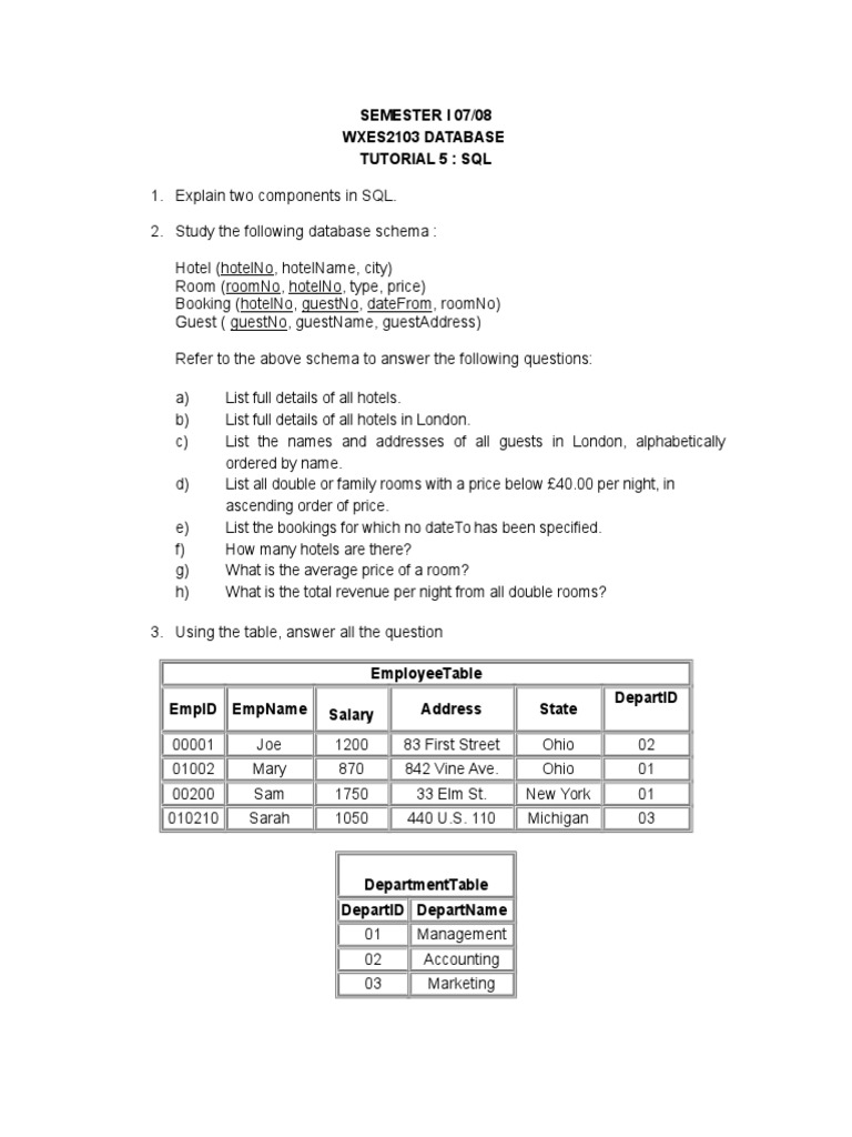 SQL Tutorial for Database Students | PDF