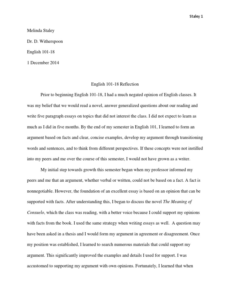 Reflection Essay  PDF  Essays  English Language