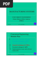 Manufacturing Systems: Concurrent Engineering Failure Mode & Effect Analysis (FMEA)