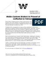 Welke Customs Brokers to Present at  Coffeefest in February 
