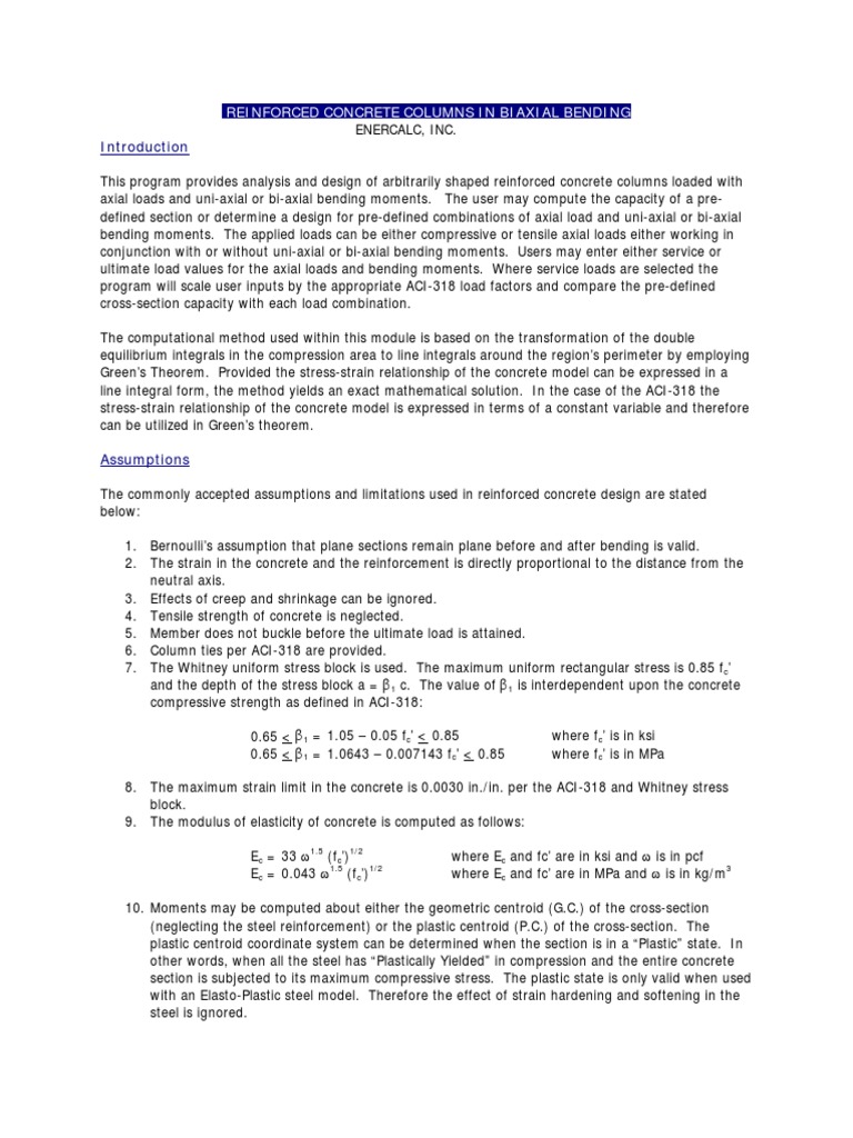 Biaxial Bending in Concrete Columns | PDF | Bending | Cartesian ...
