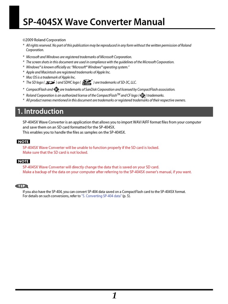 SP404SX Wave Converter Manual PDF Secure Digital Computing Platforms