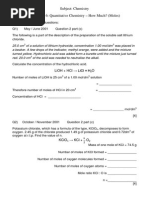 Subject: Chemistry Chapter #: 6: Quantitative Chemistry - How Much? (Moles)