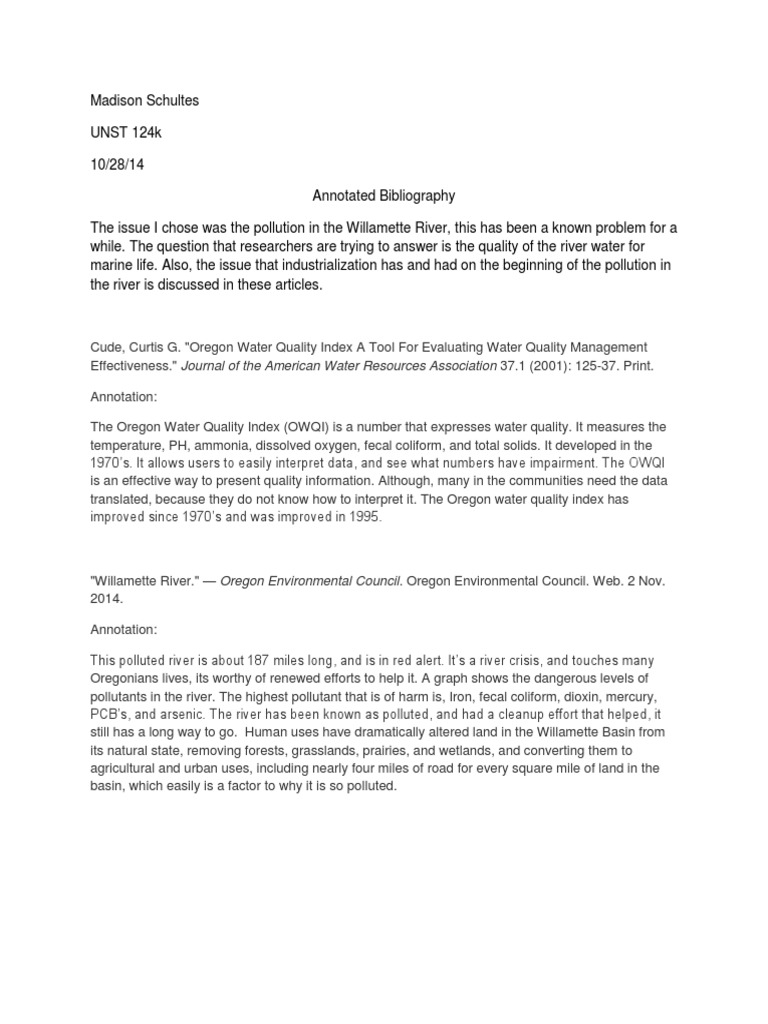 Annotated Bibliography For Environmental Pollution