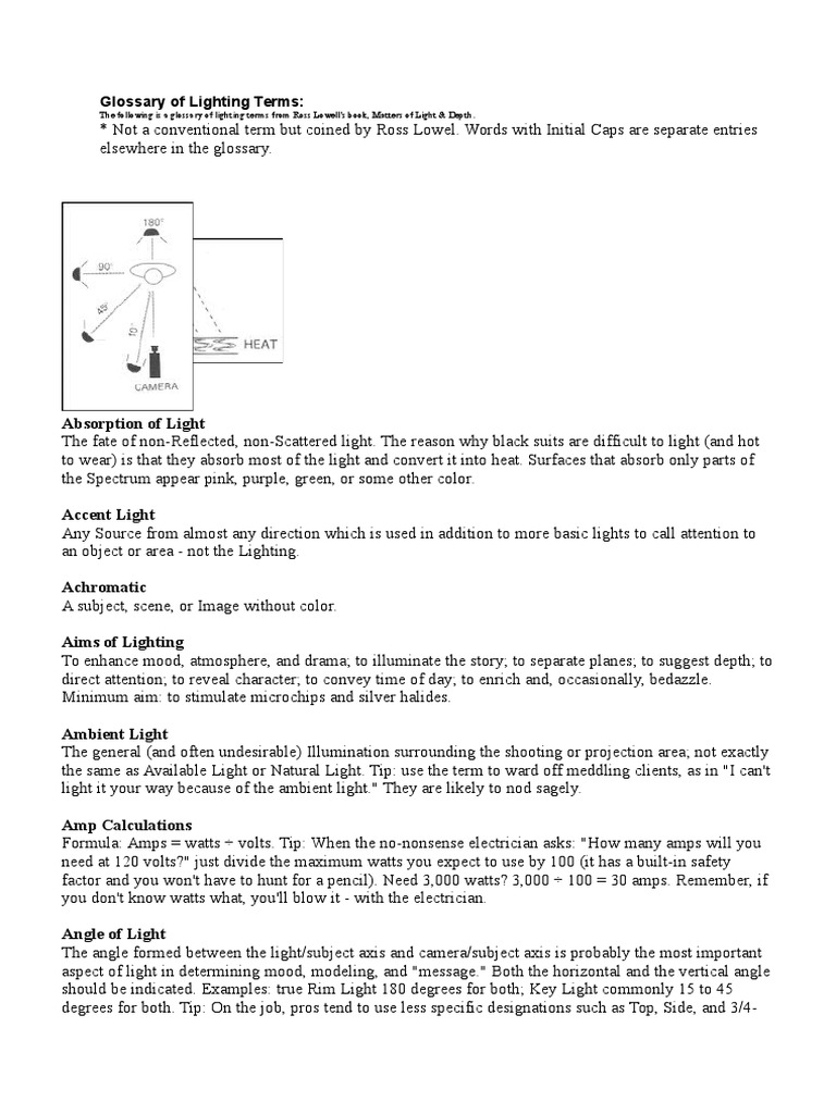 Glossary of Lighting Terms Film Speed Color