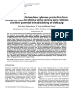 Download Thermoactive Cellulase-free Xylanase Production From Alkaliphilic Bacillus Strains using various agro-residues and their potential in biobleaching of kraft pulp by oskay SN24898155 doc pdf