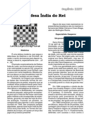 Manual de Aberturas de Xadrez Volume 4 Defesa Índias e Aberturas de Flanco  - Márcio Lazzarotto, PDF, Aberturas (xadrez)