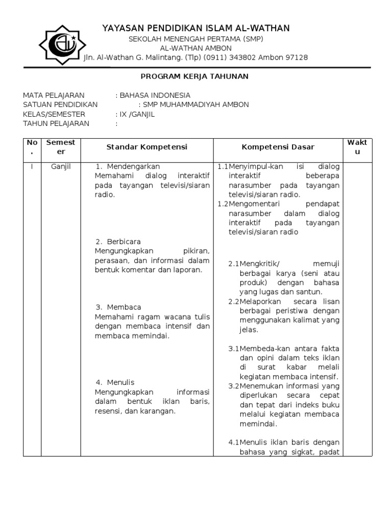 Program Kerja Tahunan Yayasan