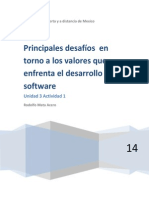 Principales Desafios en Torno A Los Valores en El Desarrollo de Software