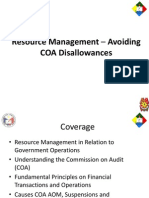 Resource Management - Avoiding COA Disallowances