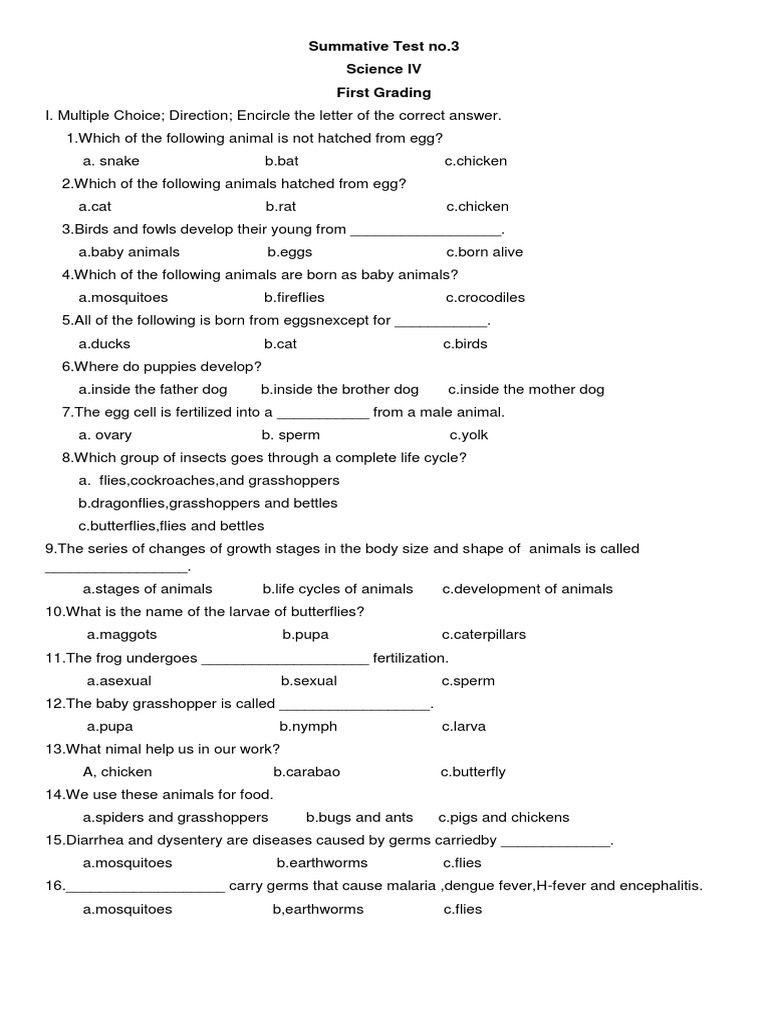 Grade 1 Science Summative Test | PDF | Seed | Solution