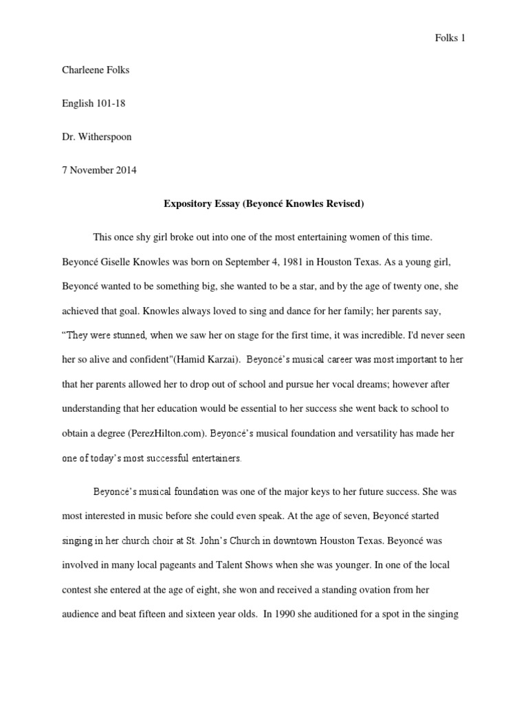 Expository Essay Beyonce Revised | PDF | Beyoncé | Entertainment (General)
