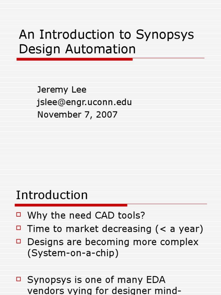 Introduction to Synopsys Design Tools | PDF