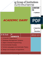 Academic Dairy: II B.Tech