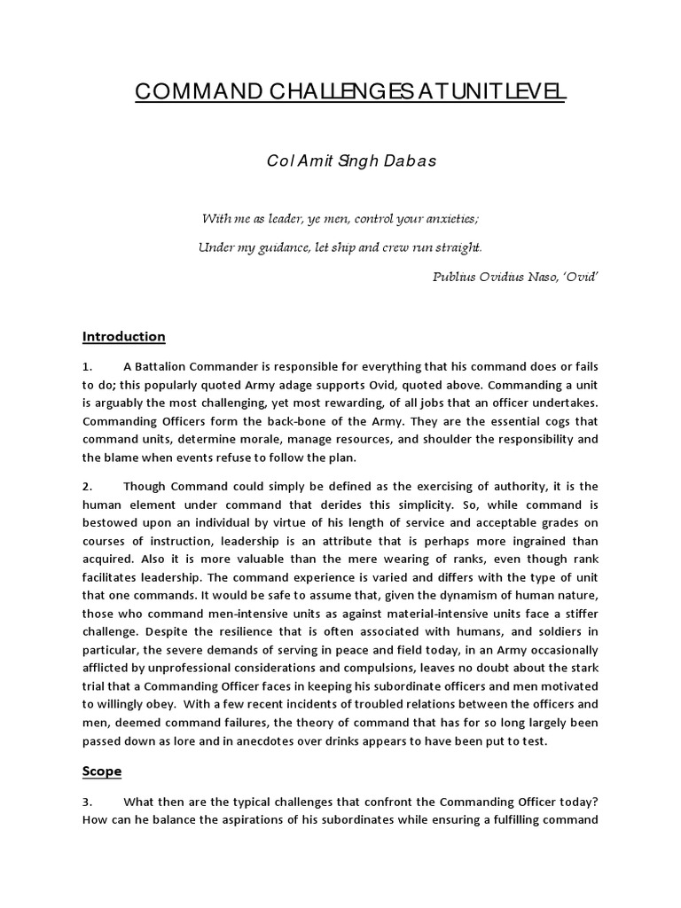 Command Challenges for Battalion Leaders | PDF