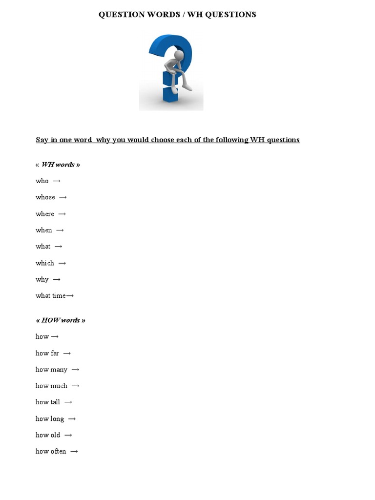 WH and How Question Words Explained | PDF