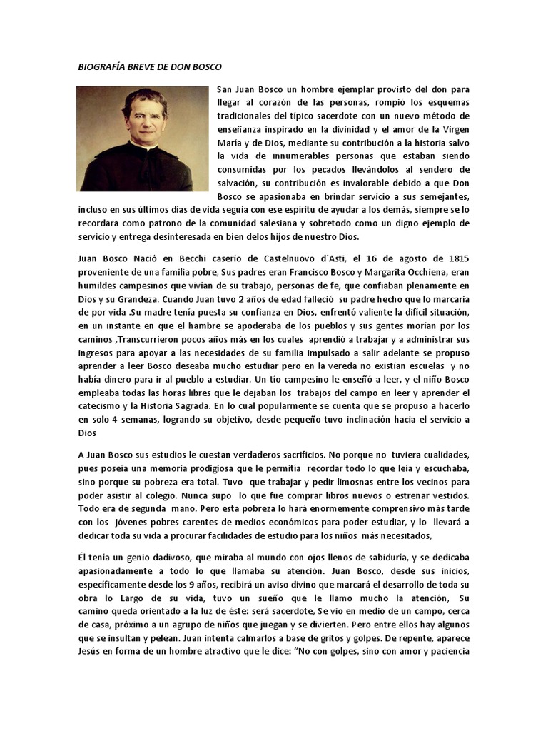 Biografía Breve de Don Bosco PDF