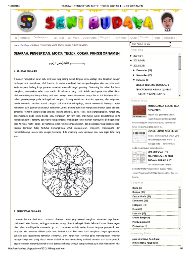 Sejarah Pengertian Motif Teknik Corak Fungsi Ornamen