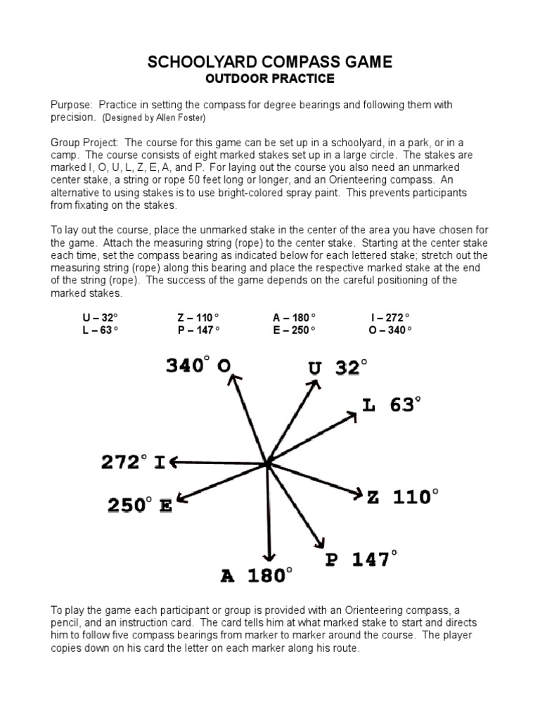 Schoolyard Compass Game Outdoor Practice PDF Compass Navigation