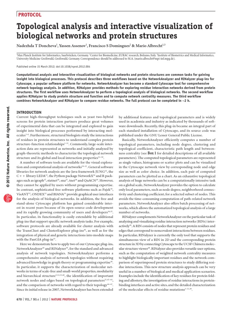 Topological Analysis and Interactive Visualization of Biological ...