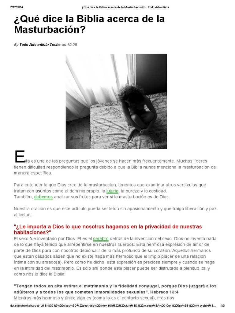 masturbarse es malo para dios La Biblia y la Masturbación: Perspectivas | PDF | Pecado
