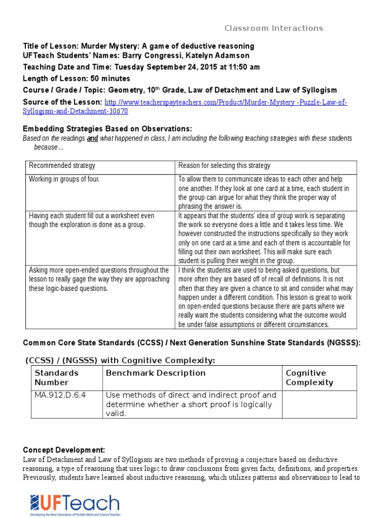 Worksheets Syllogism Worksheet lesson1 deductive reasoning mathematical proof